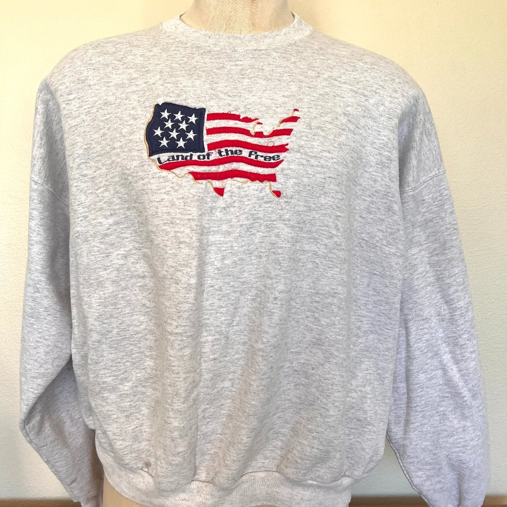 Vintage Embroidered American Flag Sweatshirt - Size 2XL  Oversized - Unisex
